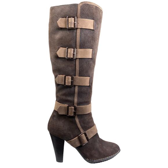 Sofft Women's Stockholm Brown Suede Buckled Tall Boots Size US 8 - Picture 1 of 12